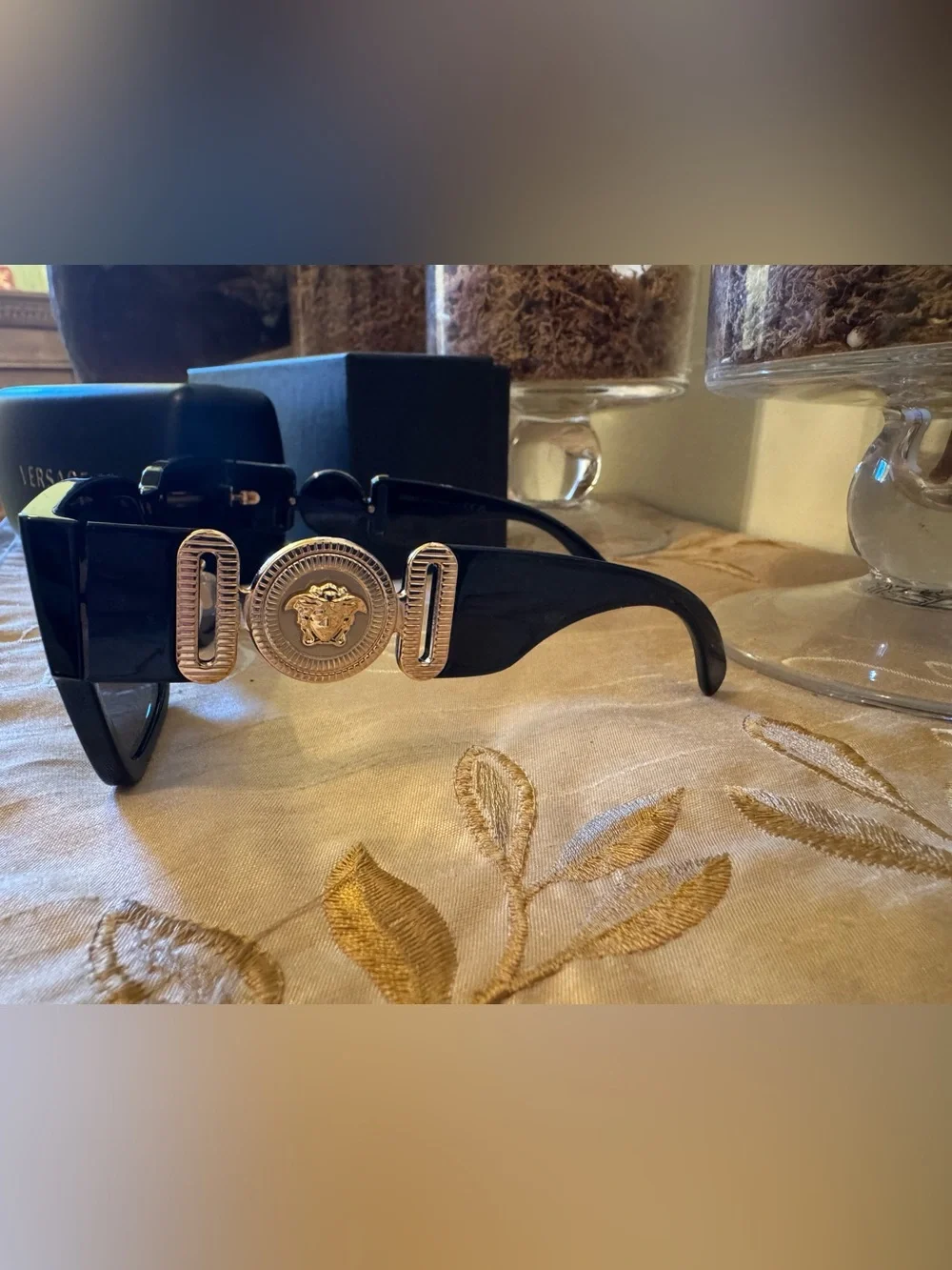Versace Black Unisex Sunglasses with Dark Lenses
